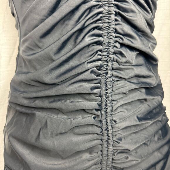 NEW HAH black ruched retro tie halter neck romper one piece swimsuit size medium - Picture 2 of 8